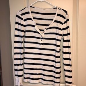J. Crew navy blue striped thermal